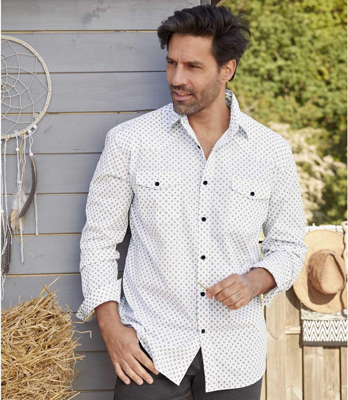 Biała koszula we wzory  Atlas For Men