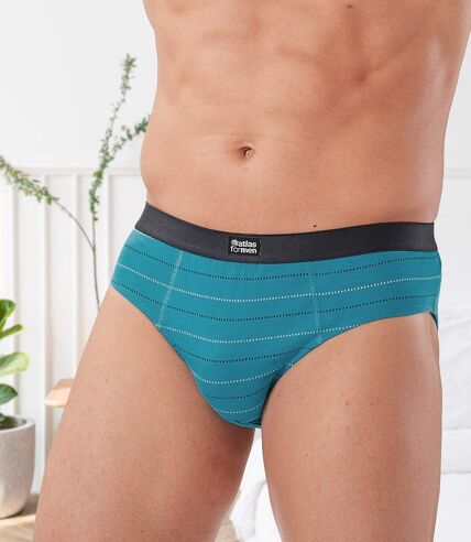 Pack of 5 Men's Striped Briefs - Navy Turquoise Gray Purple Burgundy