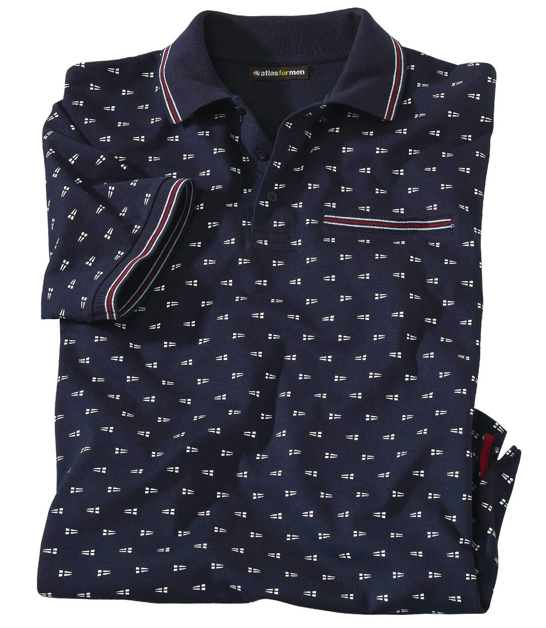 Men's Navy Patterned Polo Shirt Atlas For Men
