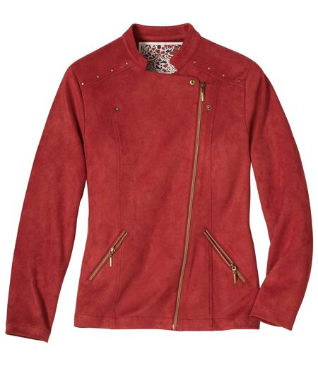 Women's Terracotta Faux-Suede Jacket - Full Zip