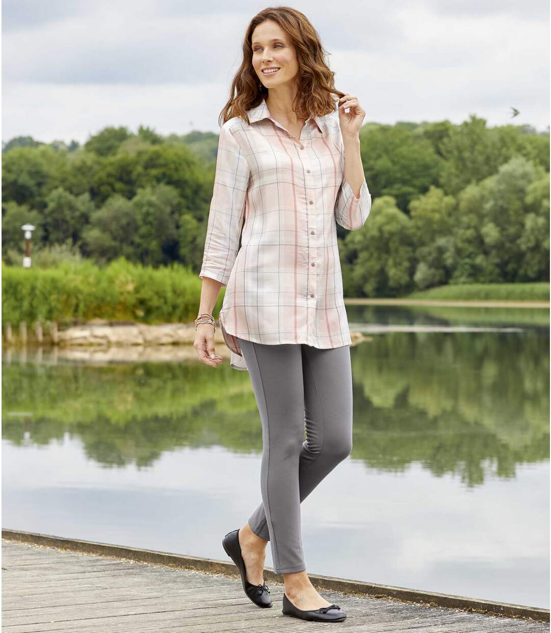 Women's Grey Comfortable Stretch Leggings-3