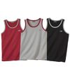 Pack of 3 Men's Sporty Tank Tops - Grey, Black and Red Atlas For Men