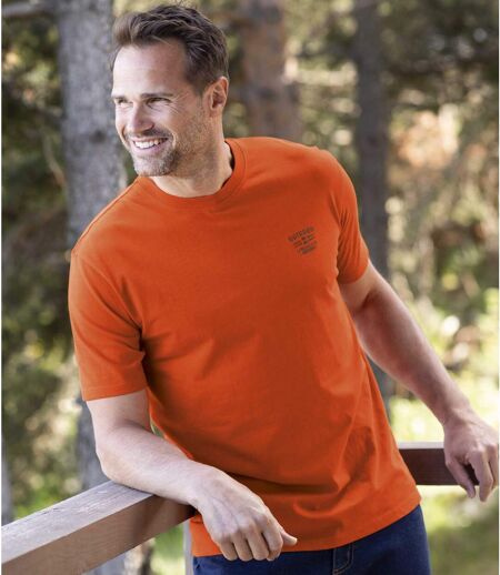 Pack of 4 Men's Casual T-Shirts - Khaki Navy Orange 
