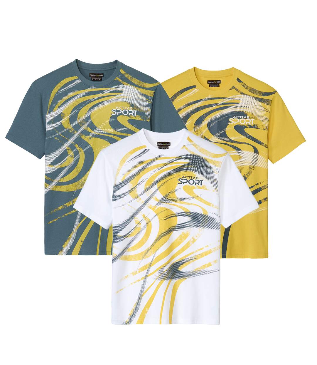 Pack of 3 Men's Running T-Shirts - Blue Yellow White-1