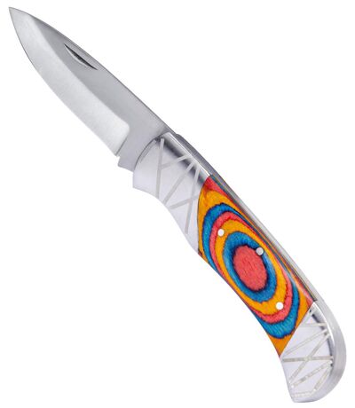 Nůž se střenkou z kombinace barveného dřeva a cizelovaného kovu*