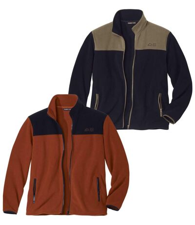 Pack of 2 Men's Full-Zip Fleece Jackets - Black Red