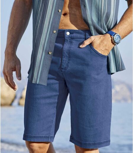 Pack of 2 Men's Stretchy Denim Shorts - Blue