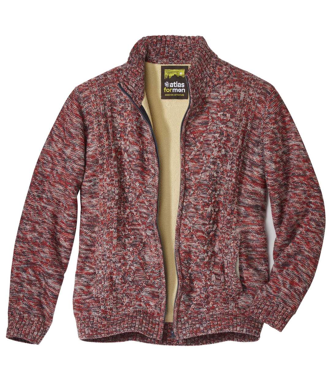 Trykotowa bluza z warkoczami podszyta kożuszkiem sherpa Atlas For Men