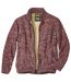 Men's Red Sherpa-Lined Knitted Jacket - Full Zip