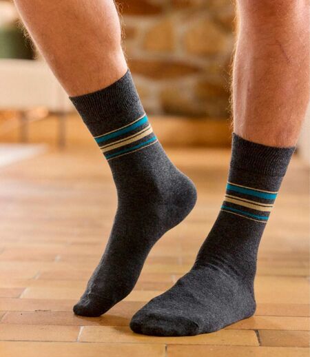 Pack of 4 Pairs of Men's Socks - Blue Anthracite Grey Black