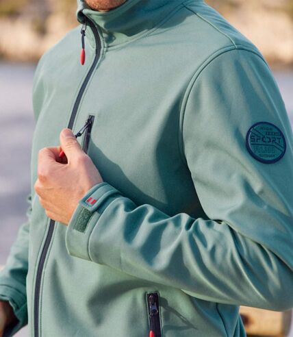 Men's Green Softshell Jacket - Water-Repellent