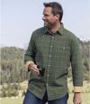 Men's Green Flannel Checked Shirt - Long Sleeves Atlas For Men