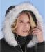 Prešívaná bunda Extrémna zima s kapucňou s imitáciou kožušiny