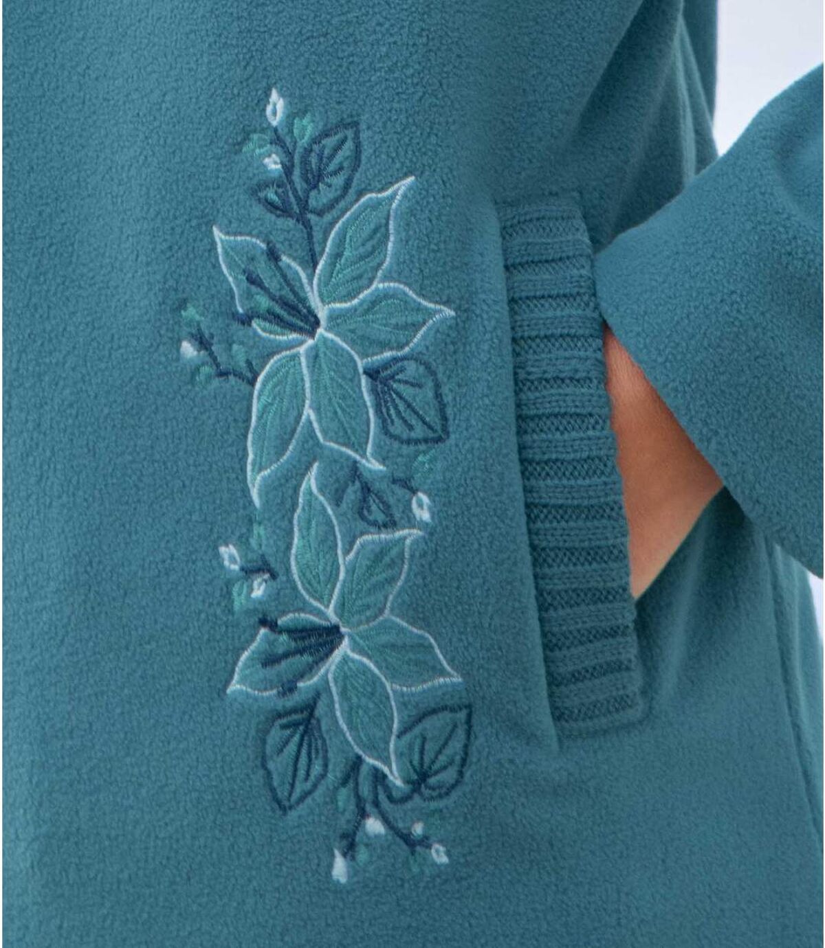 Women's Embroidered Fleece Sweater - Turquoise Atlas For Men