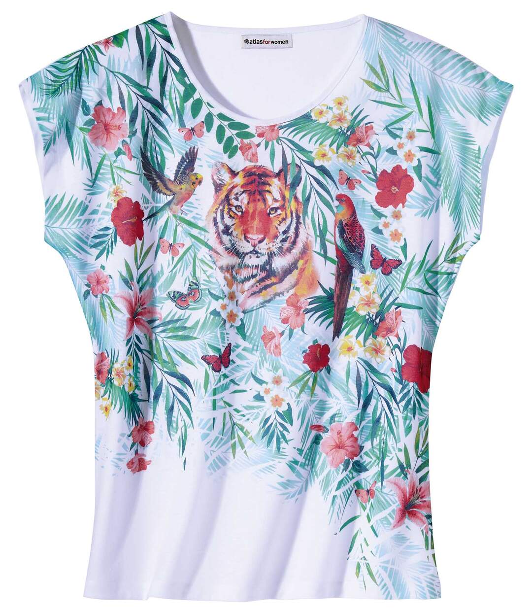Women's Jungle Print T-Shirt - Patterned White Atlas For Men