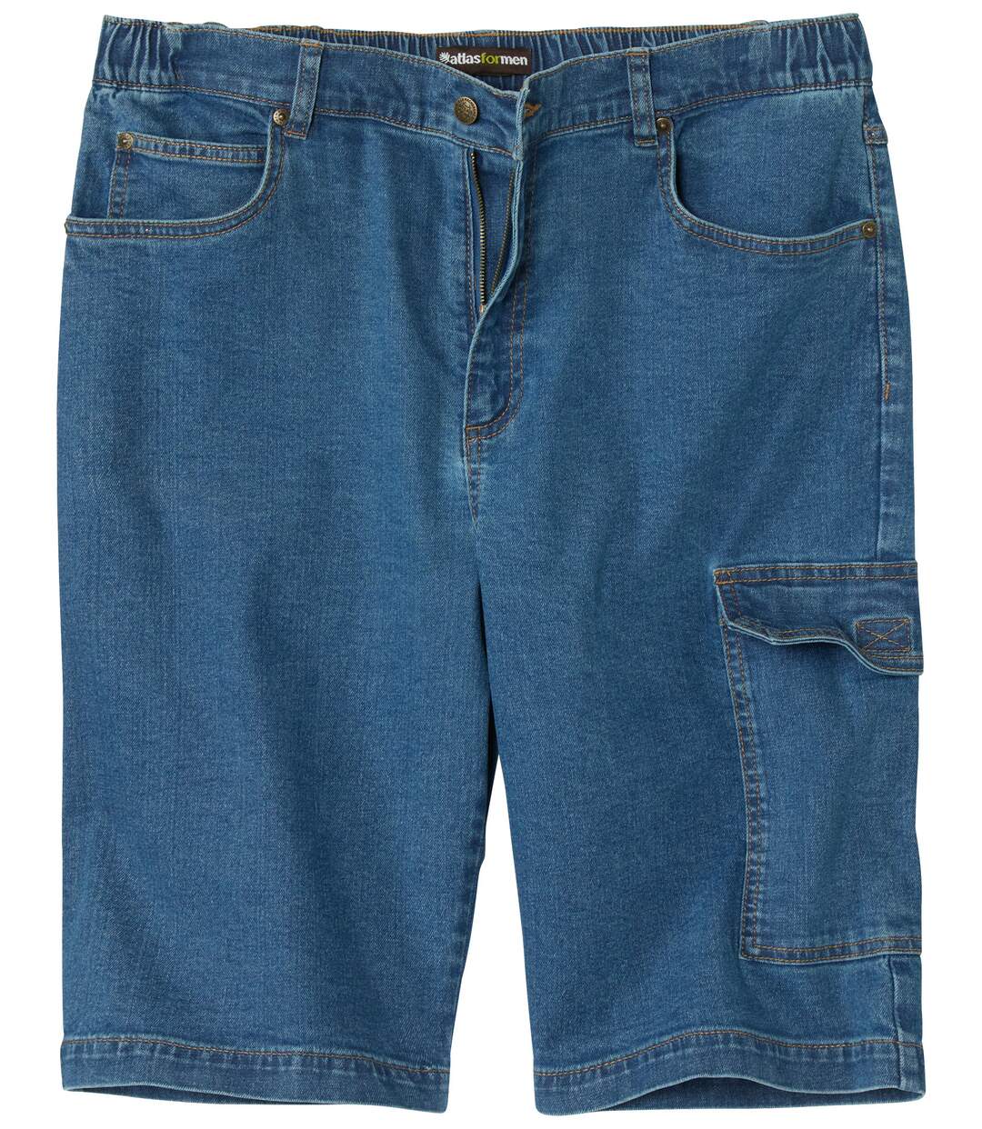 Pohodlné kapsáčové bermudy ze strečového denimu-2