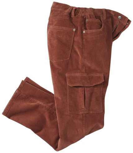 Men's Terracotta Corduroy Cargo Trousers