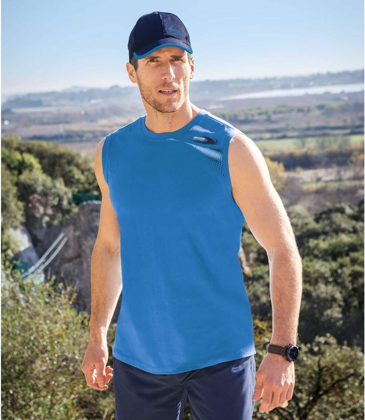 Pack of 3 Men's Beach Tank Tops - Navy, Blue and White Atlas For Men