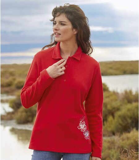 Pack of 2 Women's Microfleece Sweaters - Ecru Red