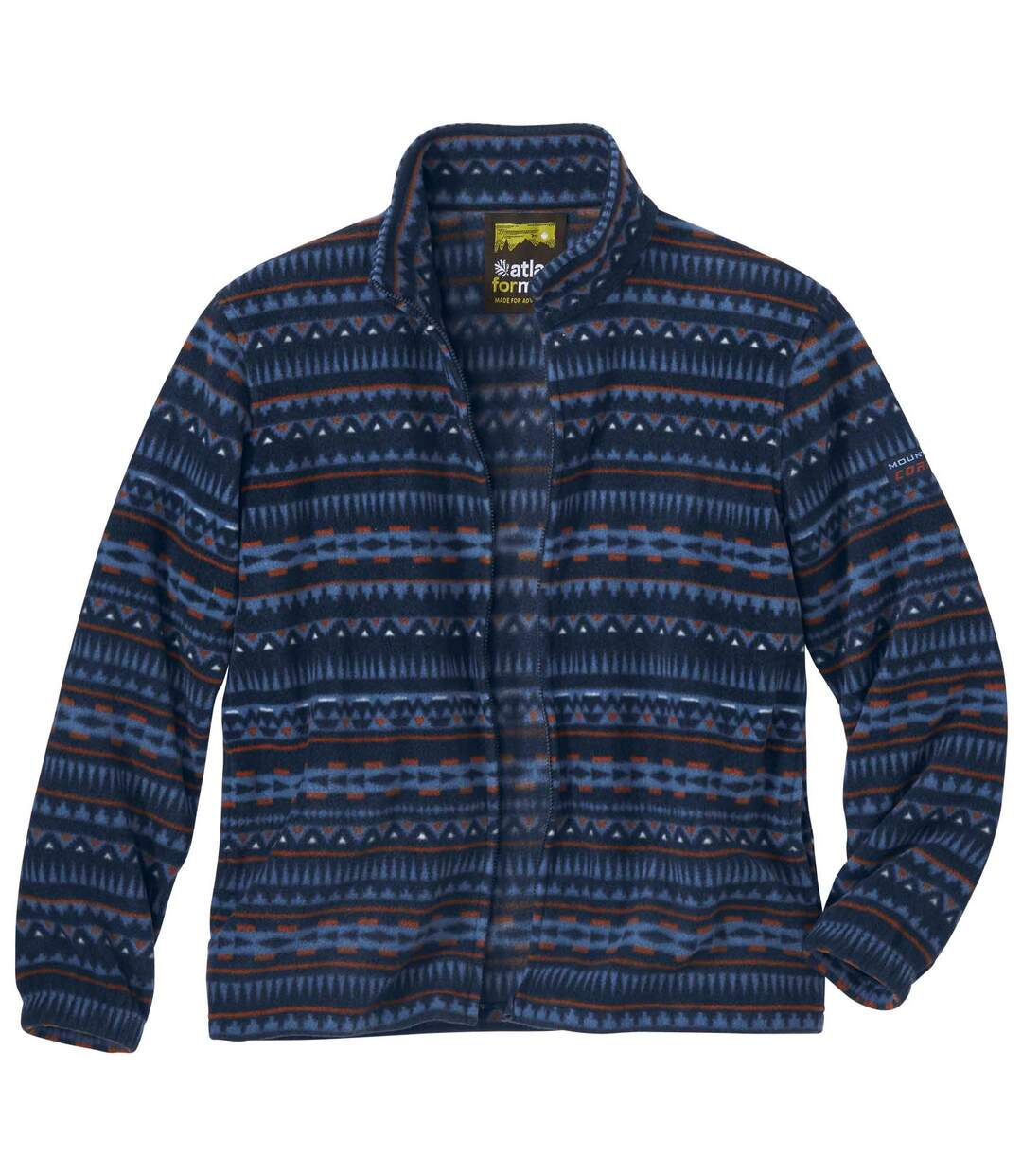 Men's Full-Zip Navy Print Fleece Jacket Atlas For Men