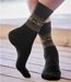 Pack of 4 Pairs of Men's Patterned Socks - Navy Black Grey