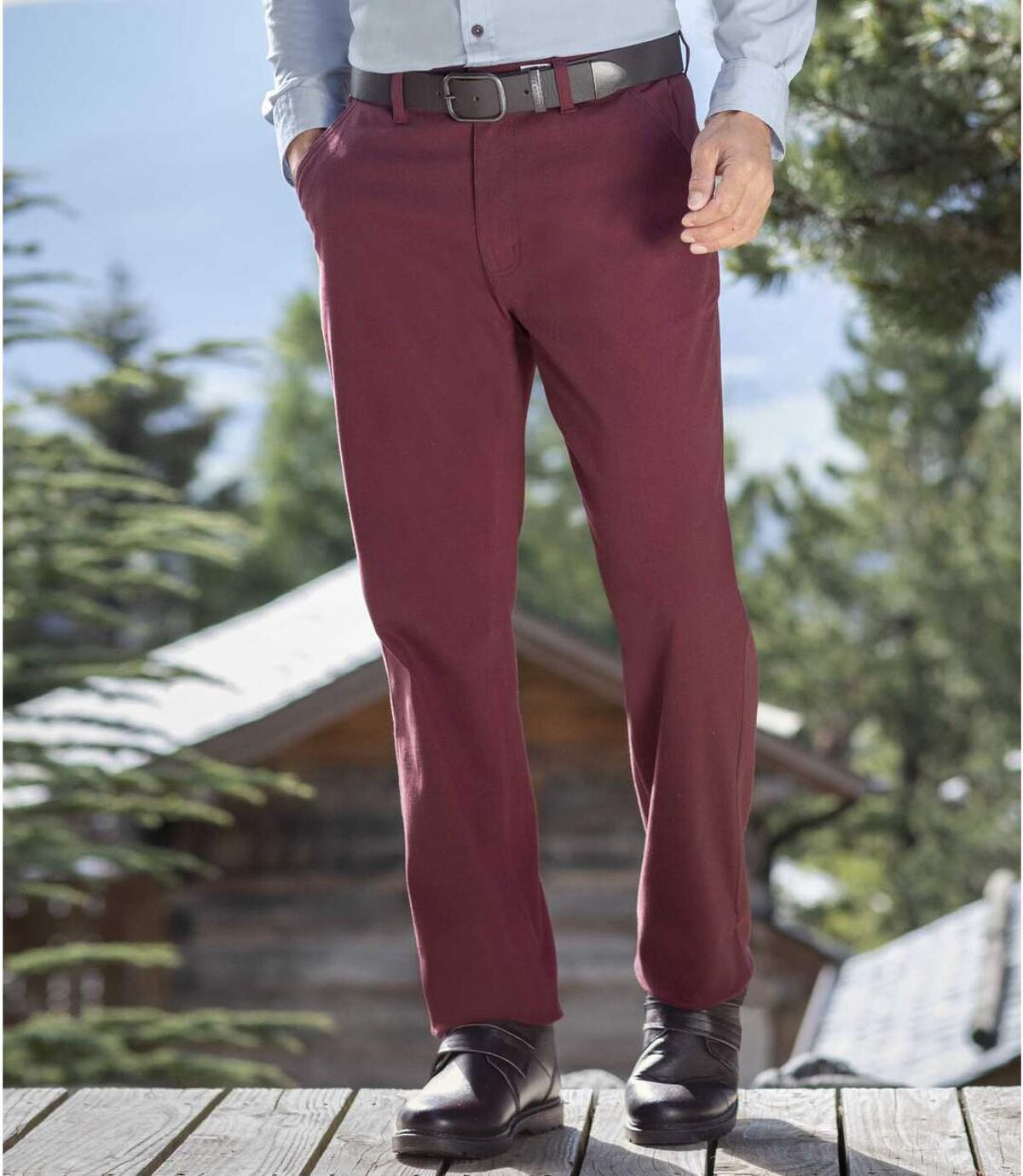 Bordowe spodnie chino ze strechem  Atlas For Men