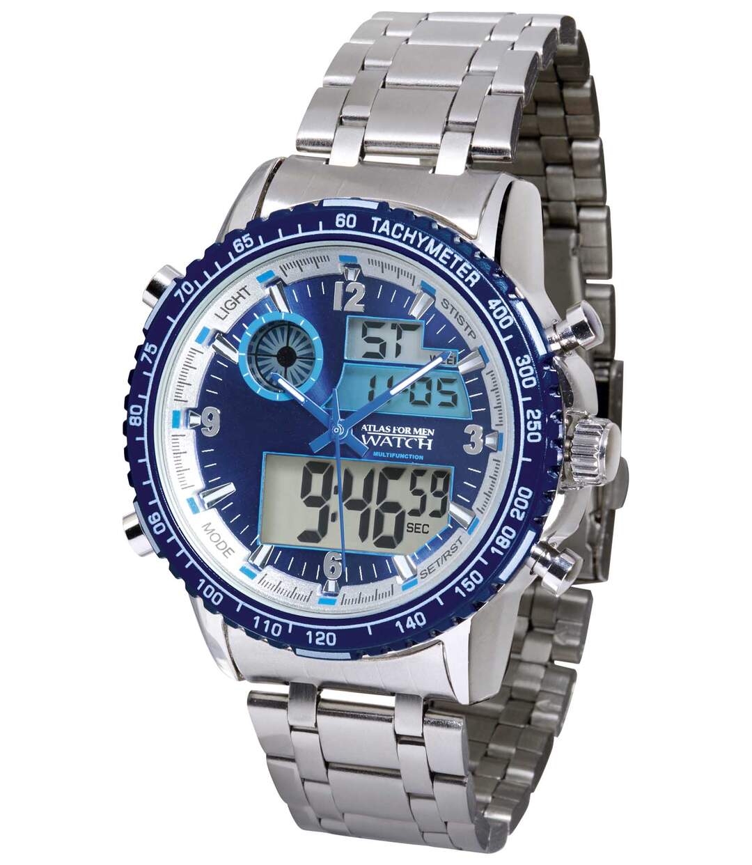 Horloge met stopwatch en dubbele tijdweergave  Atlas For Men