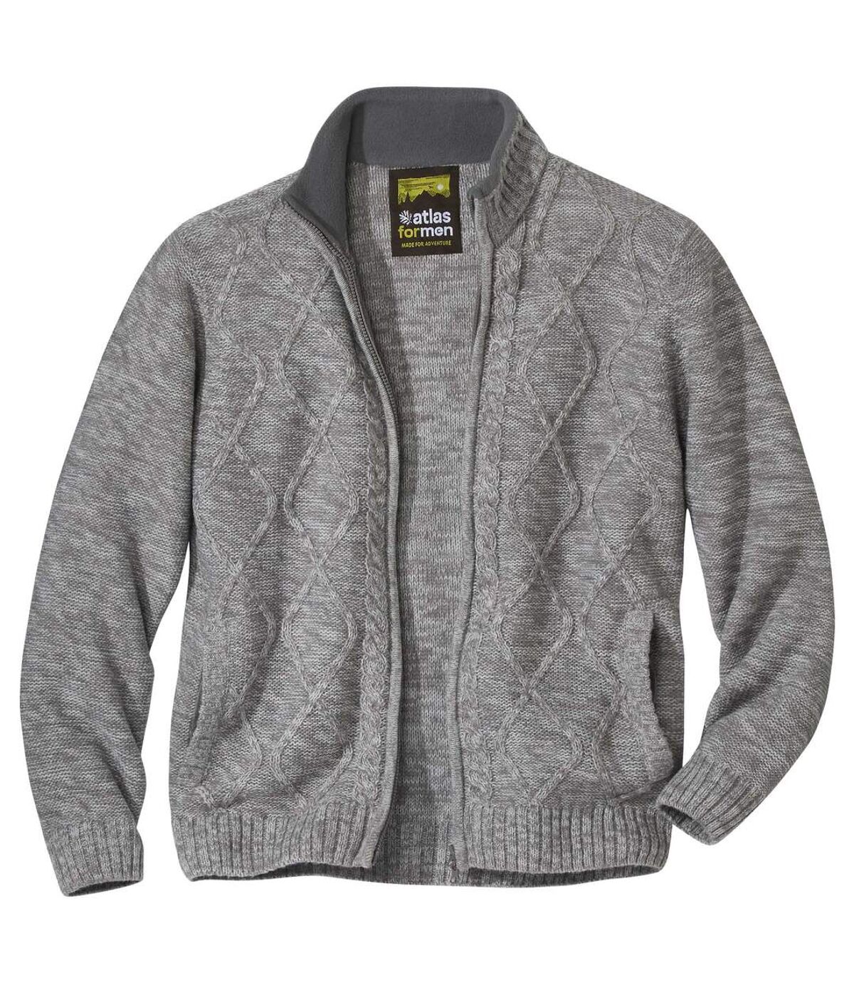 Men's Grey Cable Knit Jacket   Atlas For Men