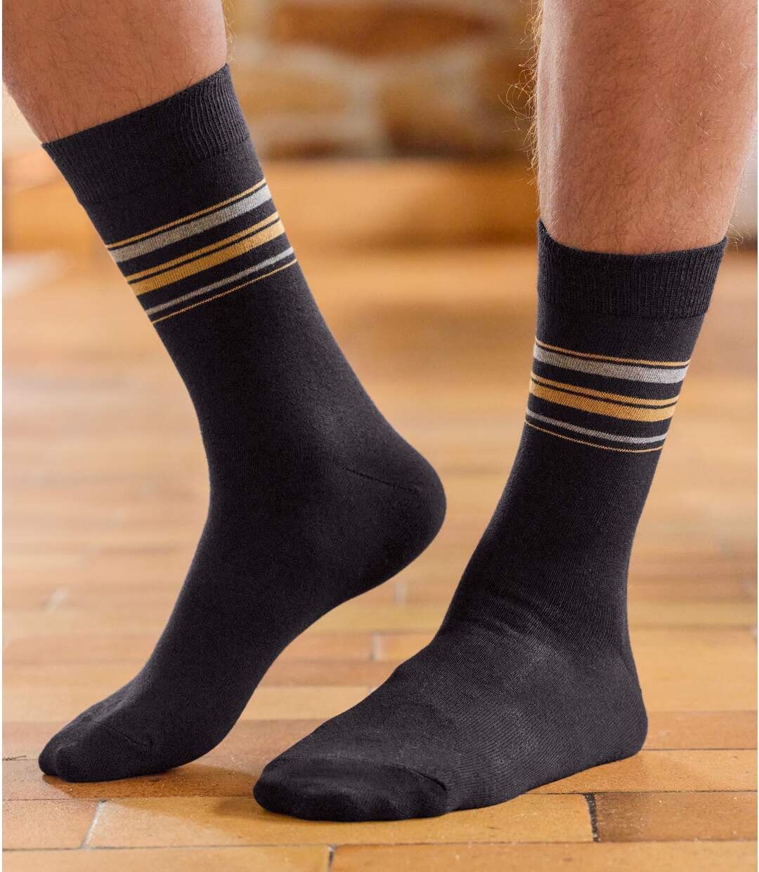 Pack of 4 Pairs of Men's Socks - Blue Anthracite Grey Black-5