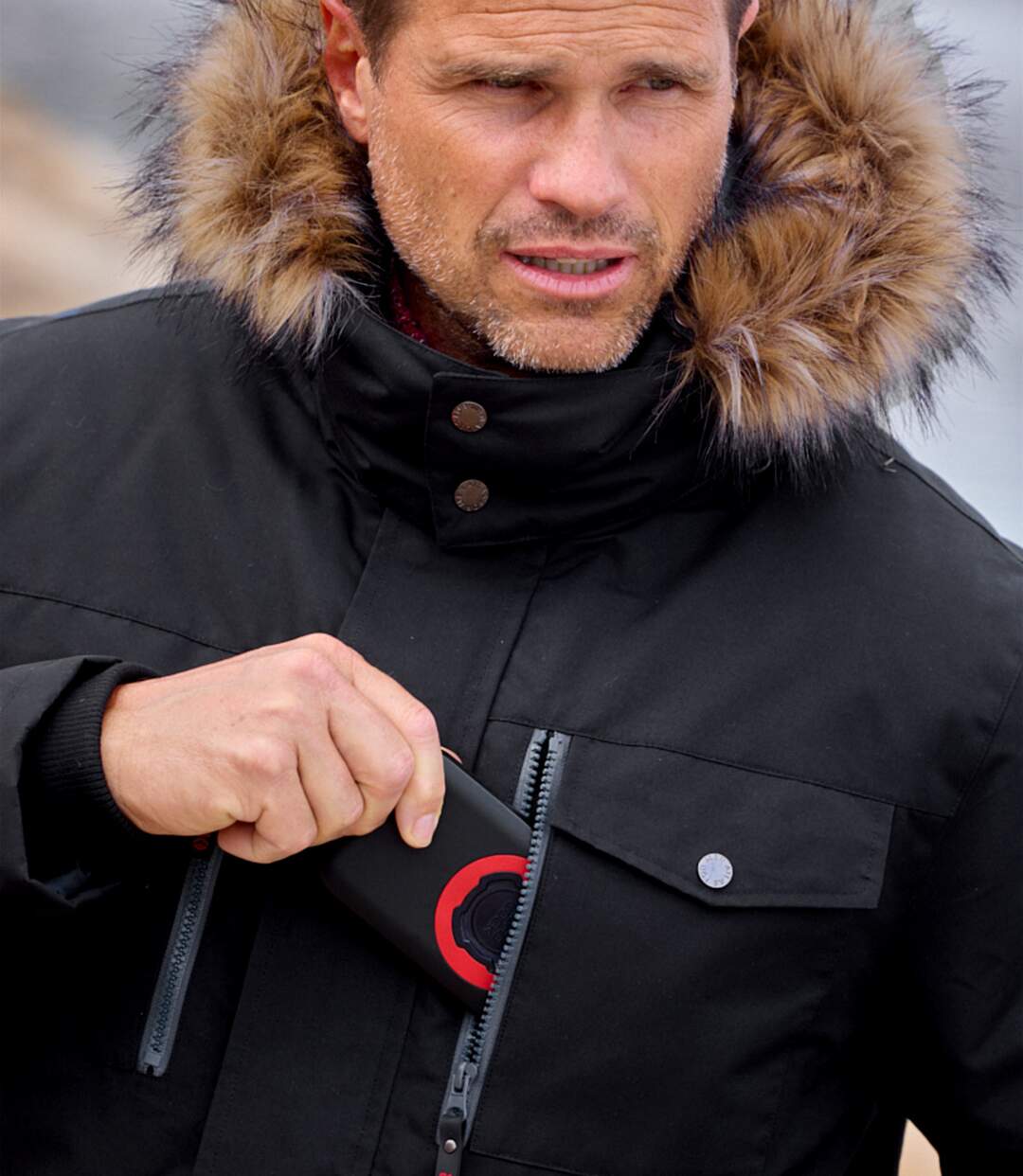 Parka antifroid déperlant homme - noir