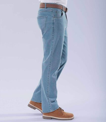 Světle modré strečové džíny rovného střihu Regular