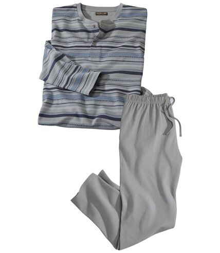 Men's Grey Comfortable Striped Pyjamas