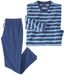Men's Blue Striped Microfleece Pyjamas 