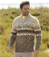 Pletený sveter so stojatým golierom na zips Winter Valley Atlas For Men