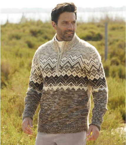 Pletený sveter so stojatým golierom na zips Winter Valley