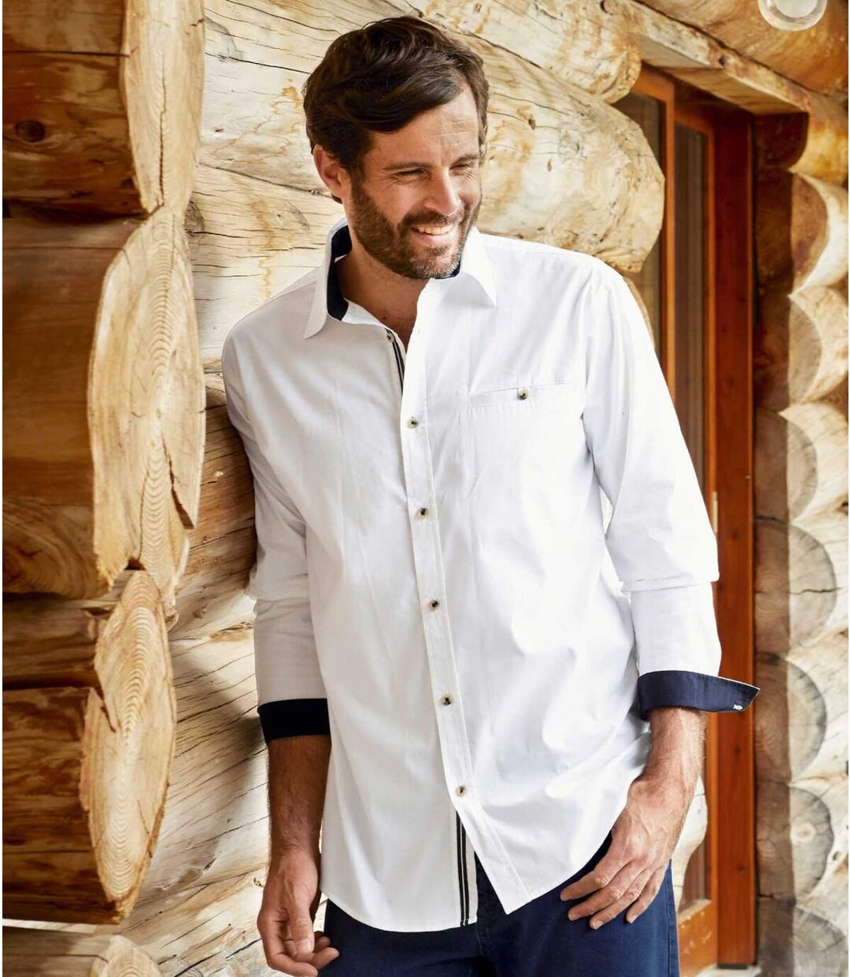 Weißes Casual-Hemd aus Popelin Atlas For Men