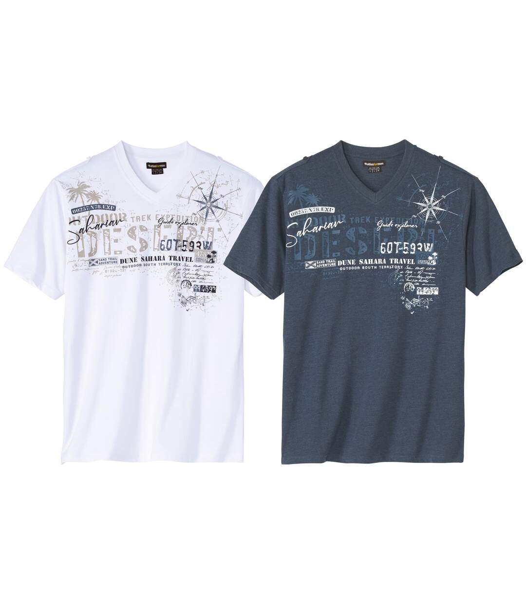 Lot de 2 Tee-Shirts Col V Saharian 