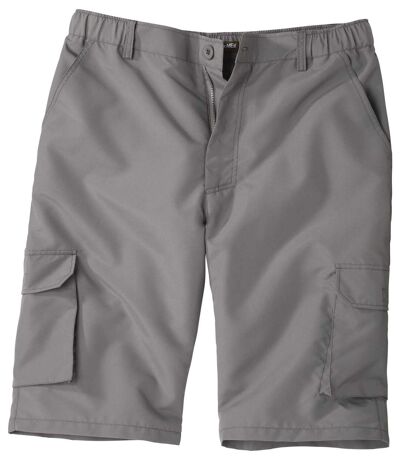 Men's Grey Microfibre Shorts - Partially Elasticated Waist