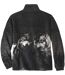 Men's Grey Wolf Print Fleece Jacket-4