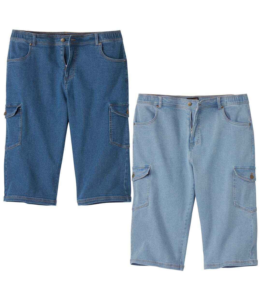 Pack of 2 Men's Blue Cropped Cargo Trousers 