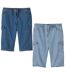 Pack of 2 Men's Cropped Cargo Pants - Blue Light Blue