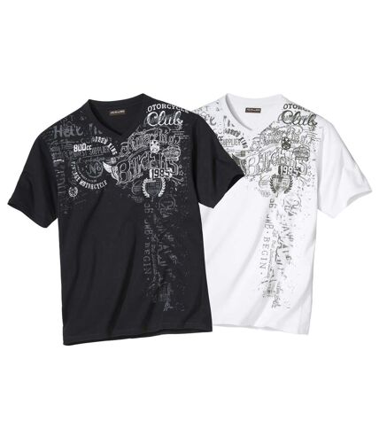 Pack of 2 Men's Biker Print T-Shirts