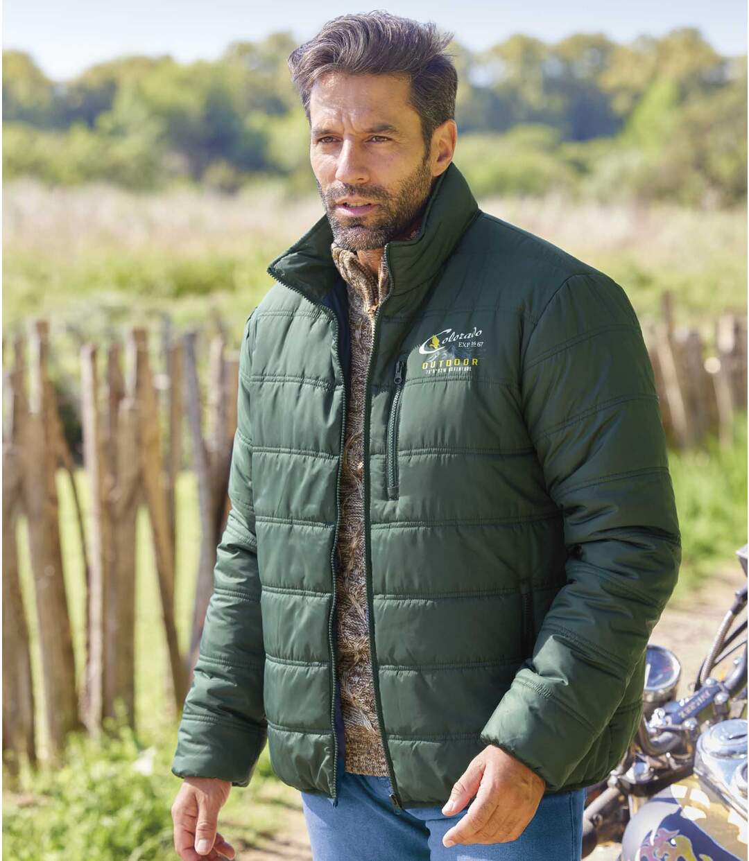 Gewatteerde outdoor jas in khaki  Atlas For Men