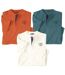 Pack of 3 Men's Casual T-Shirts - Ecru Orange Green 
