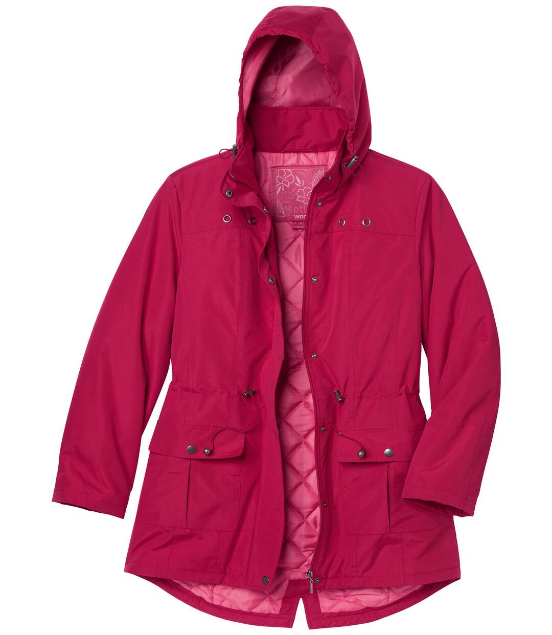 Bélelt, kapucnis, málnaszínű parka-4