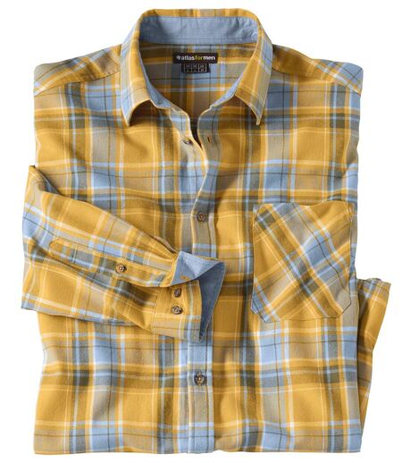 Chemise en flanelle à carreaux homme - jaune