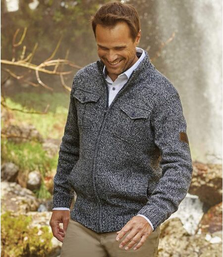 Men's Warm Knitted Jacket - Full Zip
