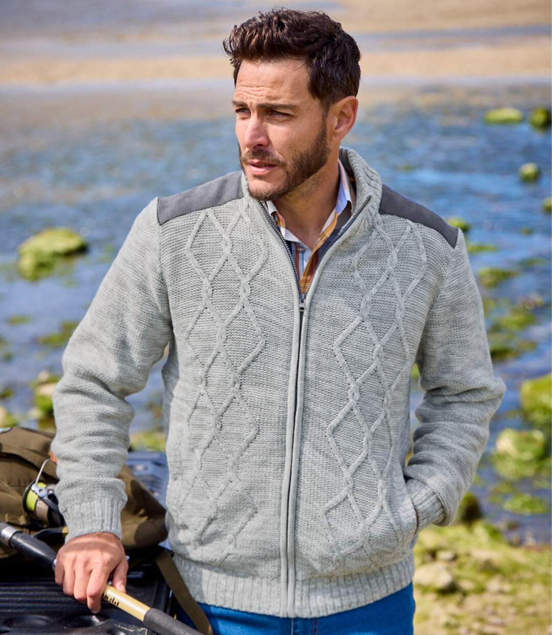 Blouson Tricot Zippé Doublé Polaire