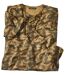 Camouflage T-shirt met veterhals