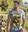 Men's Eagle Print Tie-Dye T-Shirt - Blue Atlas For Men